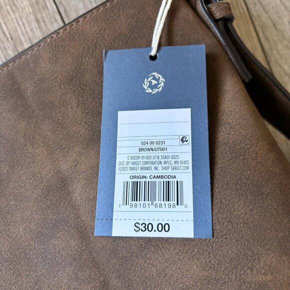 Universal Thread Slouchy Bucket Shoulder Bag Brown Faux Suede Boho Quiet Luxury - Picture 8 of 16